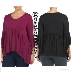 Kim & Cami Ruffle Hem Blouse